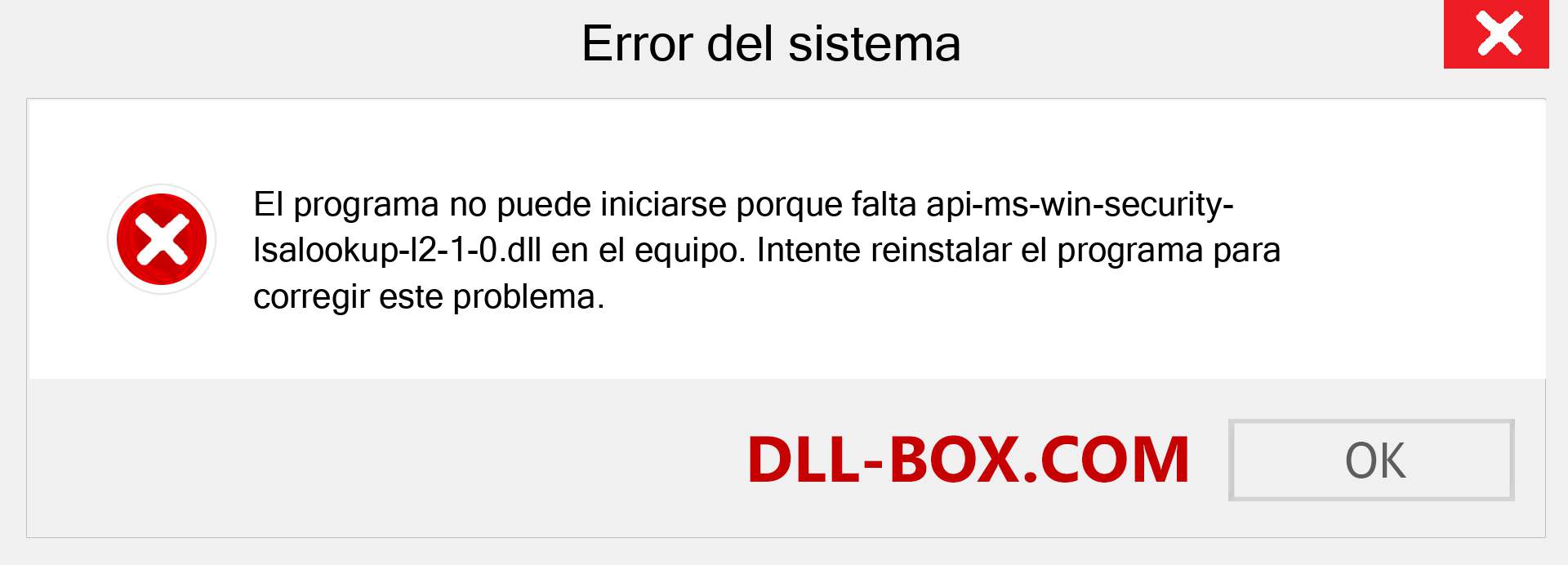 ¿Falta el archivo api-ms-win-security-lsalookup-l2-1-0.dll ?. Descargar para Windows 7, 8, 10 - Corregir api-ms-win-security-lsalookup-l2-1-0 dll Missing Error en Windows, fotos, imágenes